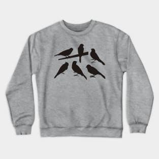 Singing Pet Bird Silhouettes Black Crewneck Sweatshirt